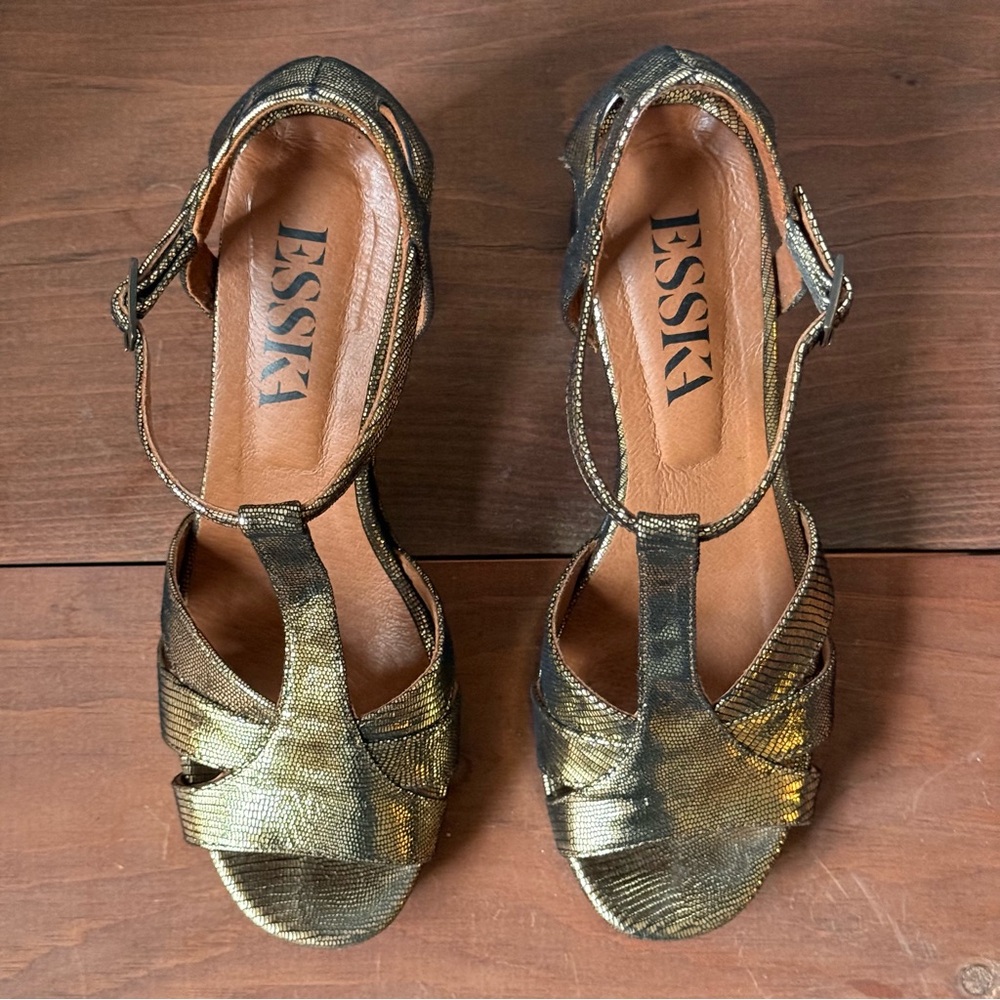 Esska Valerie Gold Heel Strappy Sandal - 39 - Picture 5 of 10